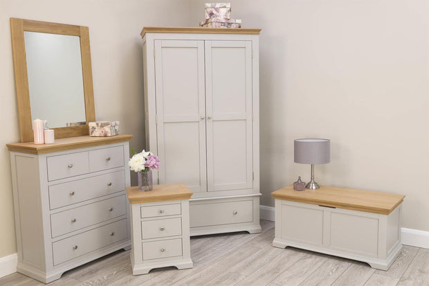 Westcott Light Grey & Natural Oak 2 + 1 Bedside Table - The Oak Bed Store
