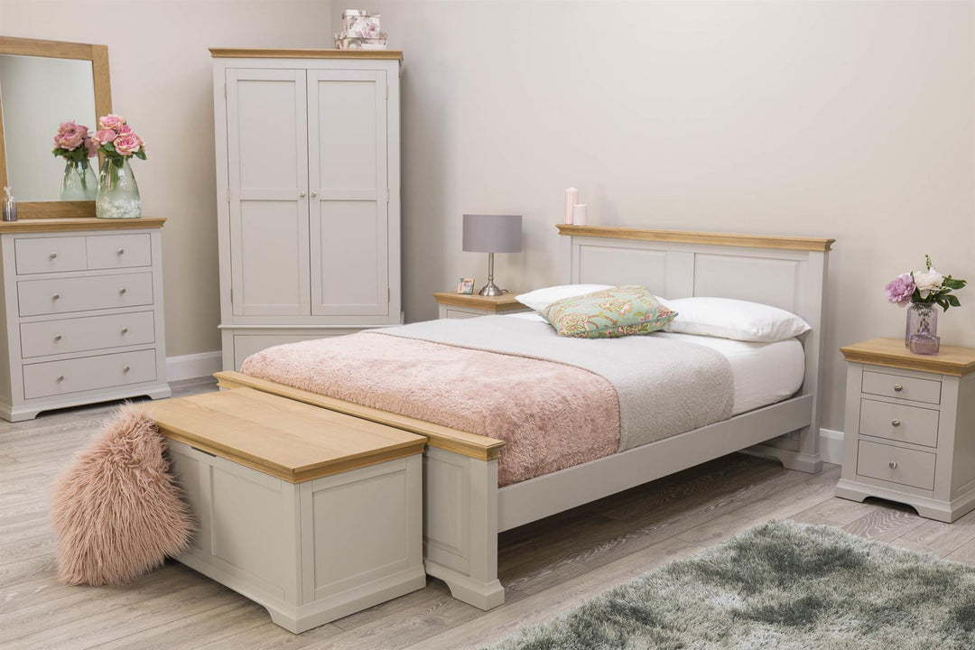 Westcott Light Grey & Natural Oak Blanket Box - B GRADE - The Oak Bed Store