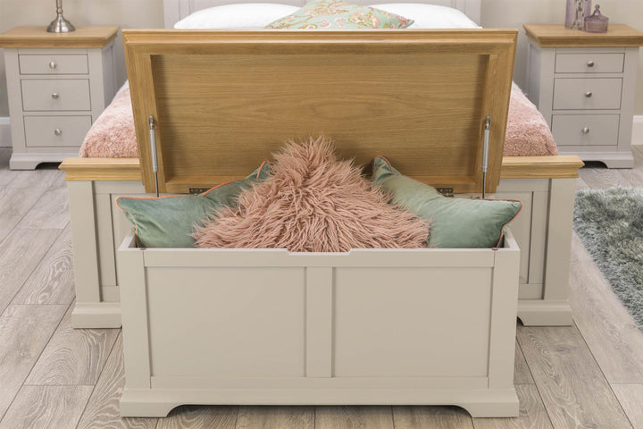 Westcott Light Grey & Natural Oak Blanket Box - B GRADE - The Oak Bed Store