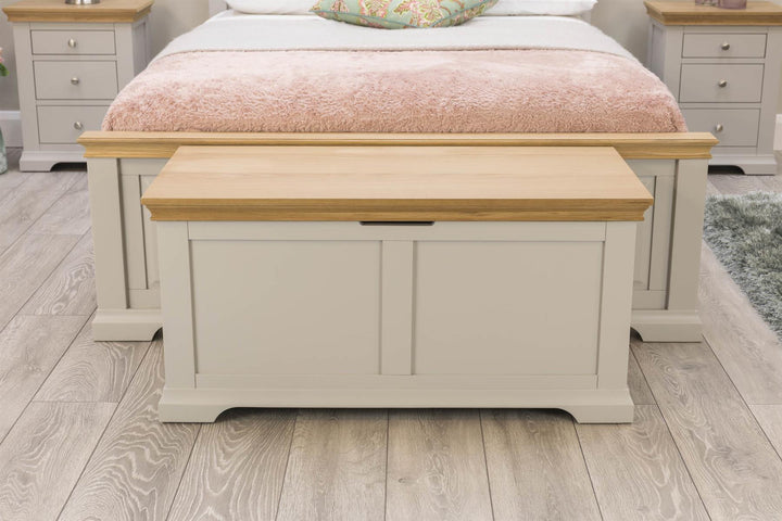 Westcott Light Grey & Natural Oak Blanket Box - B GRADE - The Oak Bed Store