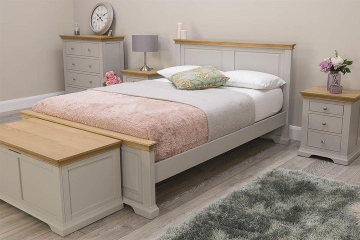 Westcott Light Grey & Natural Oak Solid Wood Bed Frame - 5ft King Size - B GRADE - The Oak Bed Store