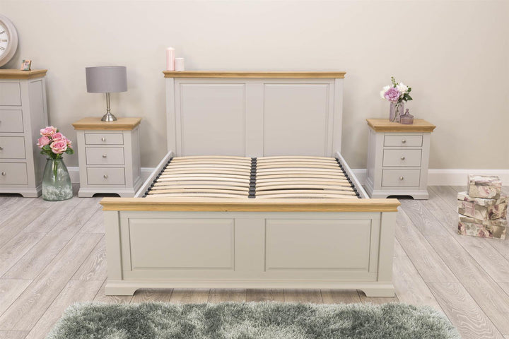 Westcott Light Grey & Natural Oak Solid Wood Bed Frame - 5ft King Size - B GRADE - The Oak Bed Store