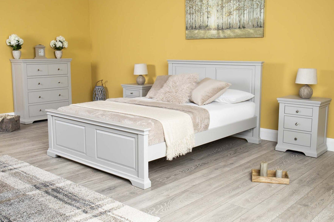 Westcott Light Grey Solid Wood Bed Frame - 4ft6 Double - B GRADE - The Oak Bed Store