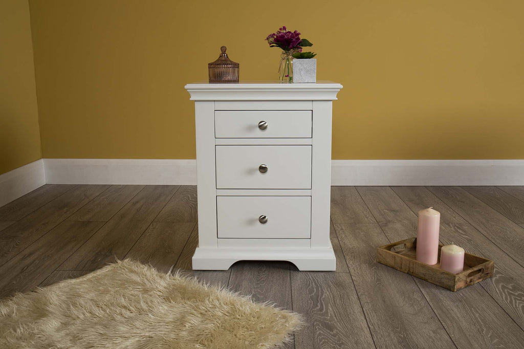 Westcott Soft White 2 + 1 Drawer Bedside Table - The Oak Bed Store