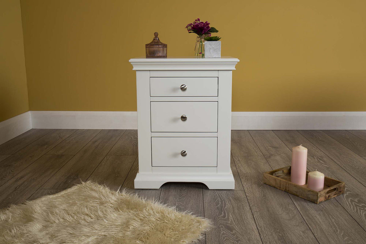 Westcott Soft White 2 + 1 Drawer Bedside Table - The Oak Bed Store