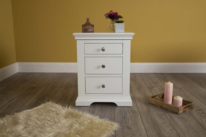 Westcott Soft White 2 + 1 Drawer Bedside Table - The Oak Bed Store