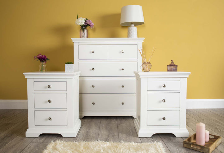 Westcott Soft White 2 + 1 Drawer Bedside Table - The Oak Bed Store