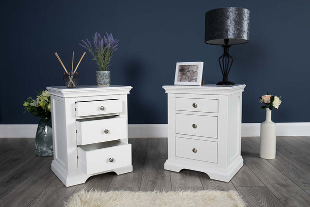 Westcott Soft White 2 + 1 Drawer Bedside Table - The Oak Bed Store