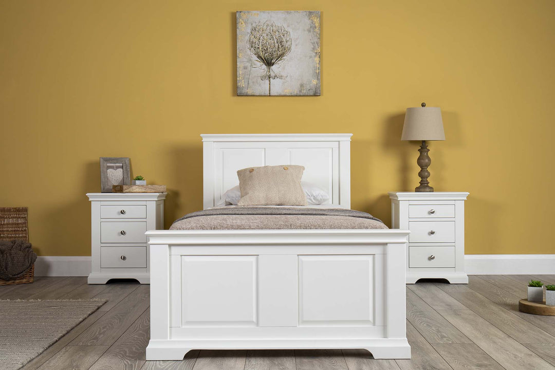 Westcott Soft White 2 + 1 Drawer Bedside Table - The Oak Bed Store