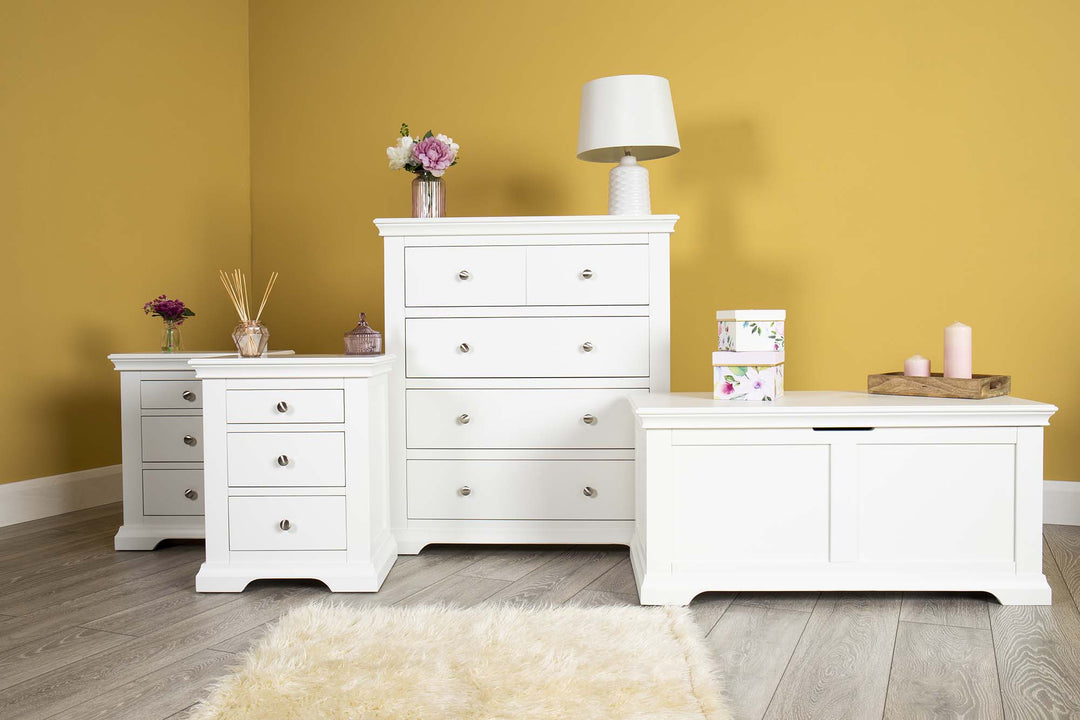 Westcott Soft White 2 + 1 Drawer Bedside Table - The Oak Bed Store