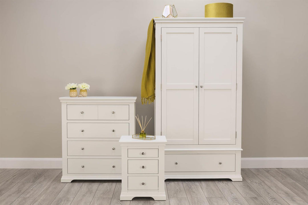 Westcott Soft White 2 Door 1 Drawer Double Wardrobe - The Oak Bed Store