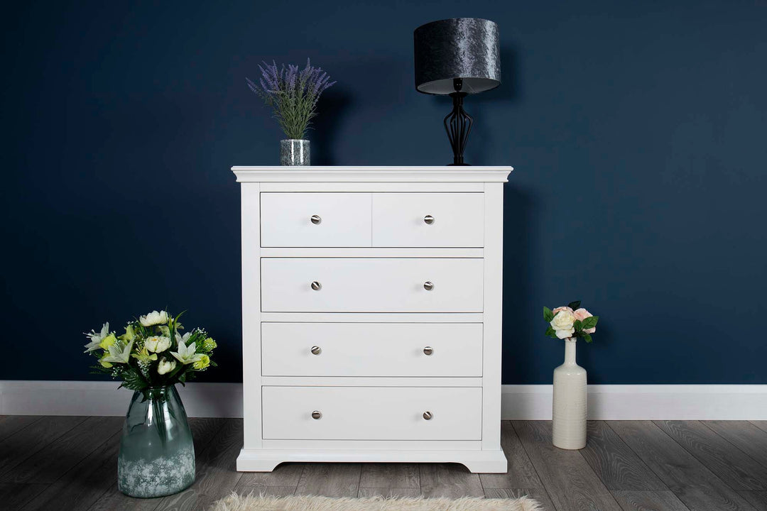 Westcott Soft White 4 Drawer Chest of Drawers - The Oak Bed Store