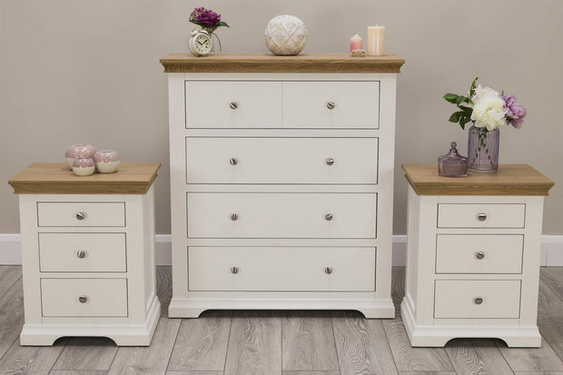 Westcott Soft White & Natural Oak 4 Drawer Chest of Drawers - The Oak Bed Store