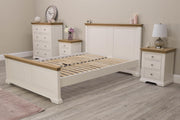 Westcott Soft White & Natural Oak Solid Wood Bed Frame - 5ft King Size - The Oak Bed Store