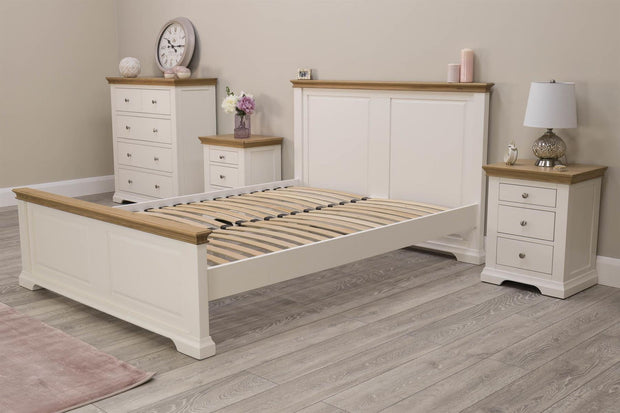 Westcott Soft White & Natural Oak Solid Wood Bed Frame - 6ft Super King - The Oak Bed Store
