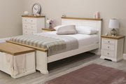 Westcott Soft White & Natural Oak Solid Wood Bed Frame - 6ft Super King - The Oak Bed Store