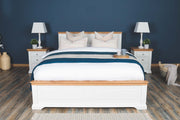 Westcott Soft White & Natural Oak Solid Wood Storage Bed Frame - 4ft6 Double - The Oak Bed Store