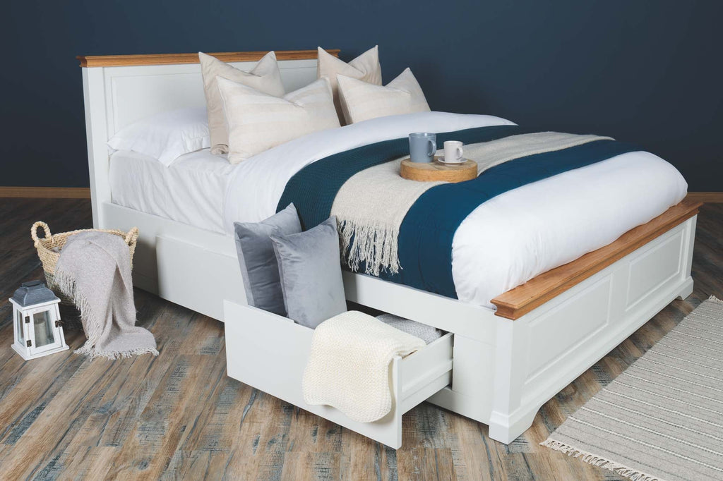 Westcott Soft & Natural Oak Solid Wood Storage Bed Frame 6ft Super King