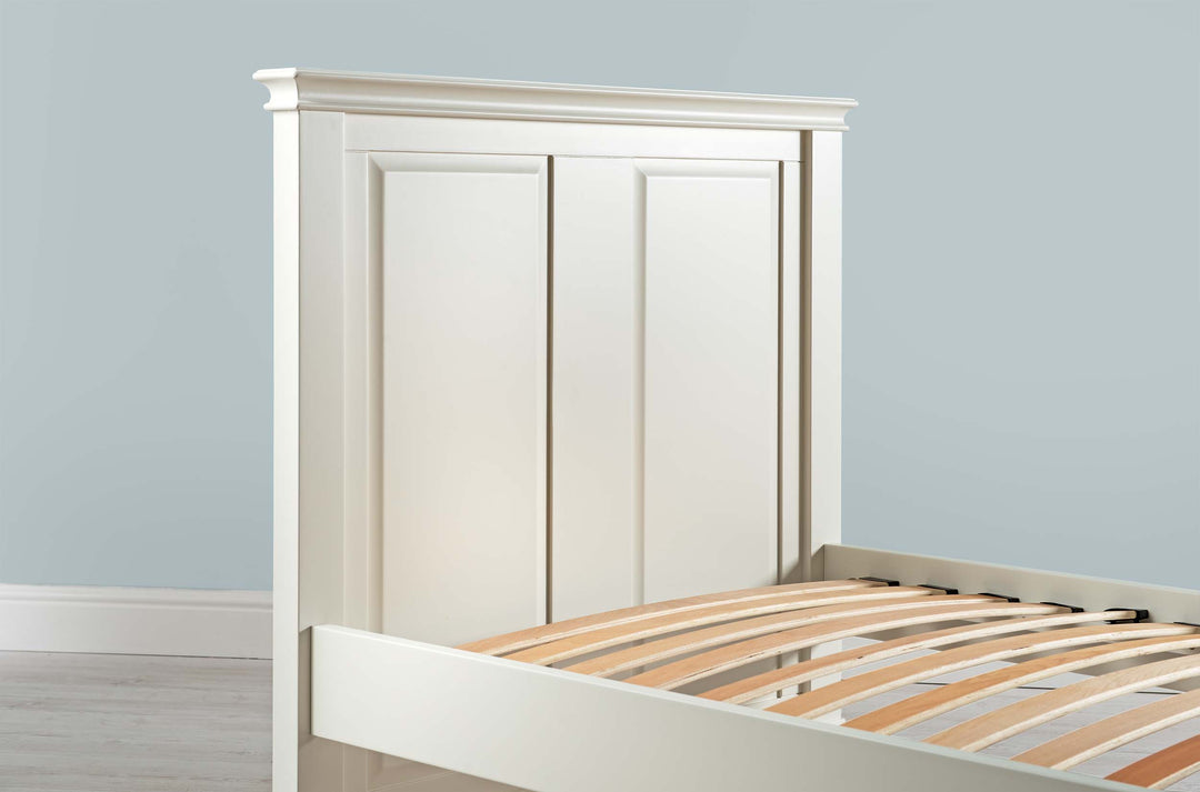 Westcott Soft White Solid Wood Bed Frame - 3ft Single - The Oak Bed Store