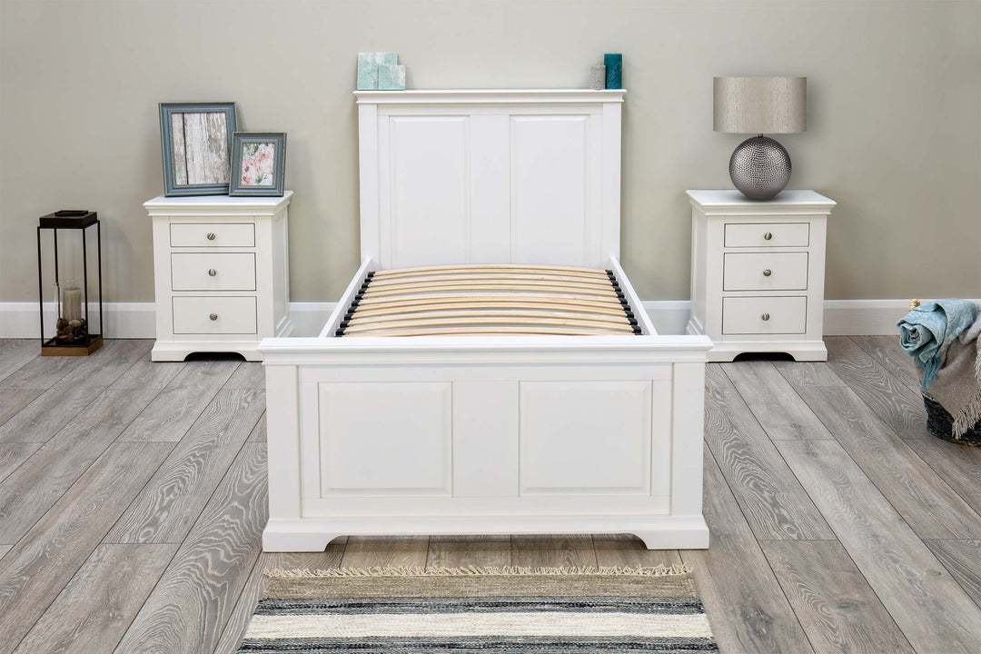 Westcott Soft White Solid Wood Bed Frame - 3ft Single - The Oak Bed Store