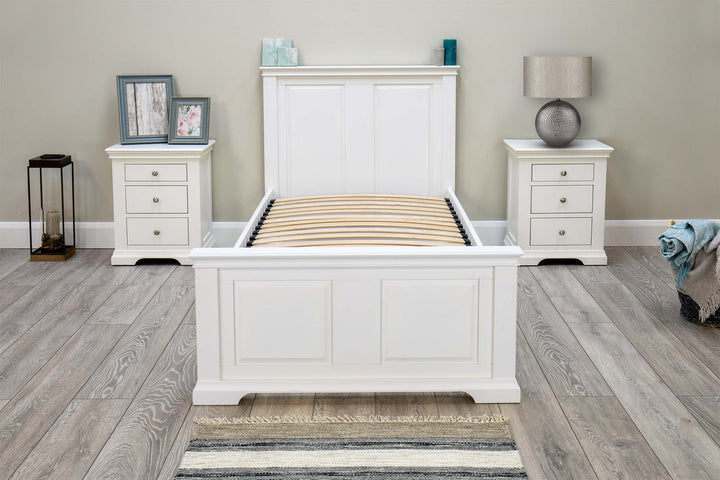 Westcott Soft White Solid Wood Bed Frame - 3ft Single - The Oak Bed Store