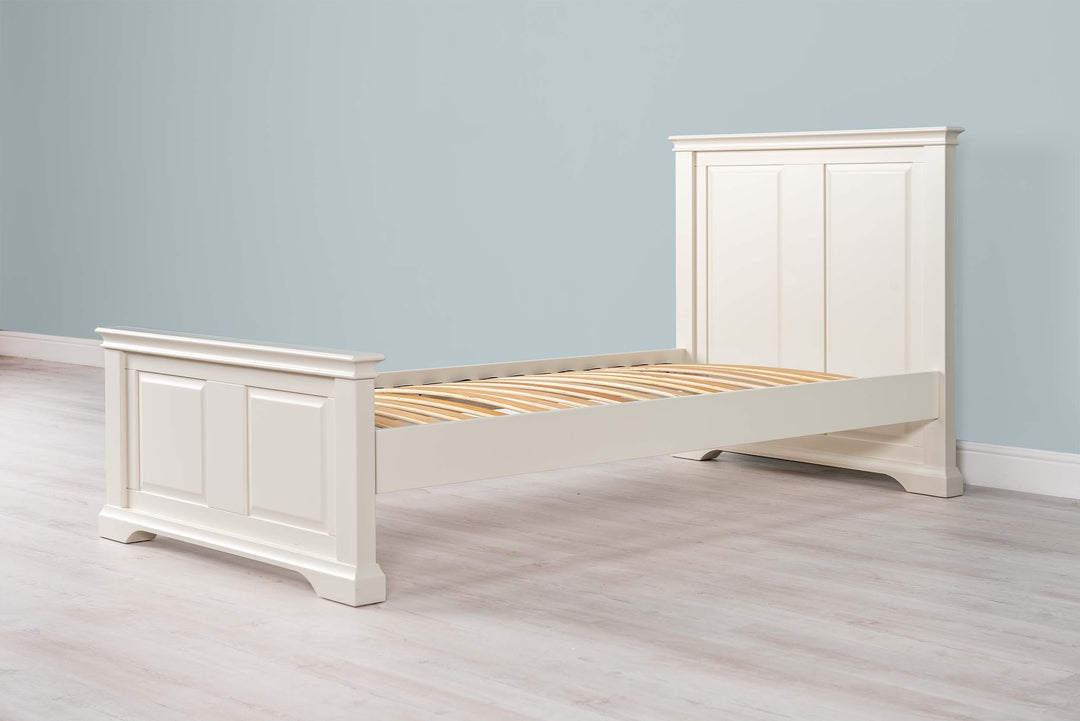 Westcott Soft White Solid Wood Bed Frame - 3ft Single - The Oak Bed Store