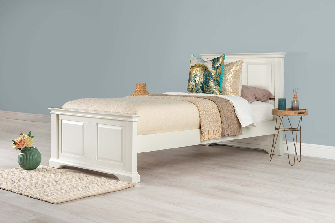 Westcott Soft White Solid Wood Bed Frame - 3ft Single - The Oak Bed Store