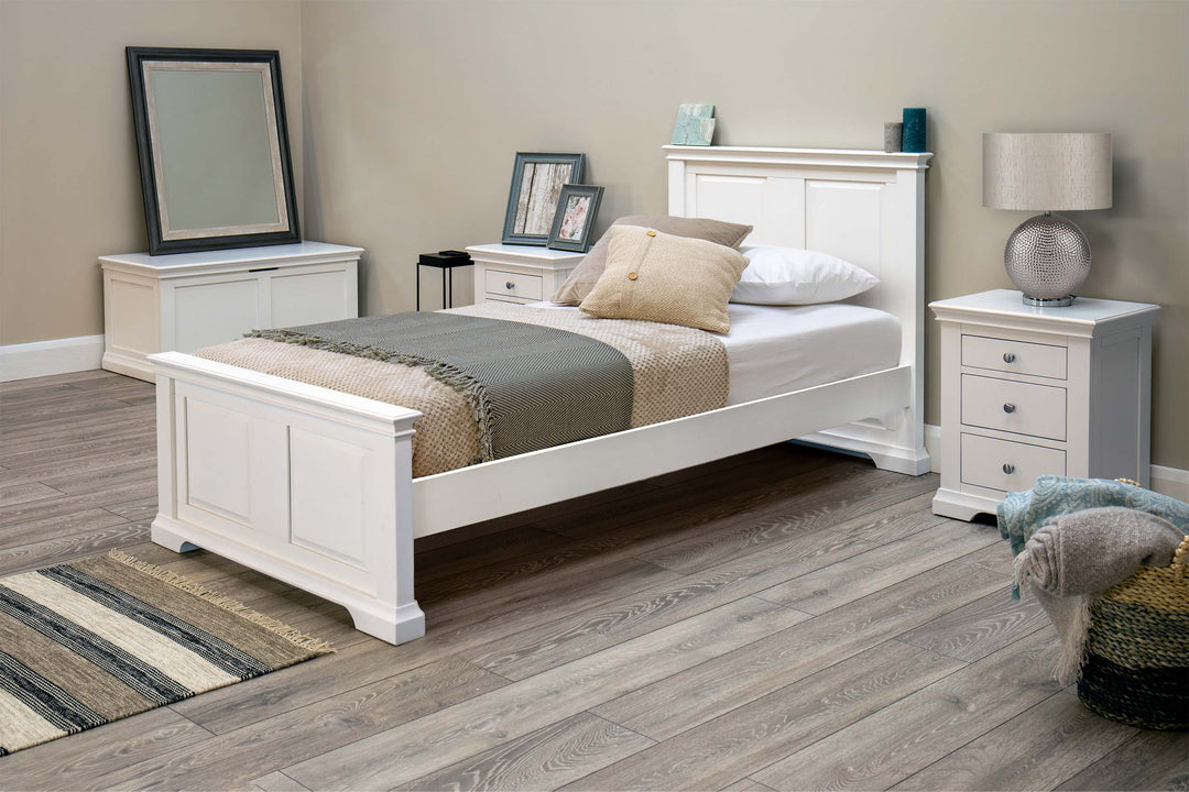 Westcott Soft White Solid Wood Bed Frame - 3ft Single - The Oak Bed Store