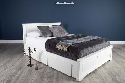 Westcott Soft White Solid Wood Storage Bed Frame - 5ft King Size - The Oak Bed Store
