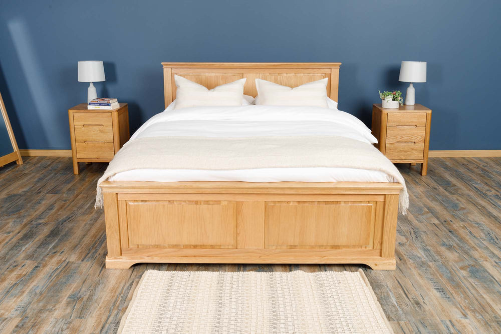 Westcott Solid Natural Oak Storage Bed Frame - 5ft King Size - The Oak Bed Store