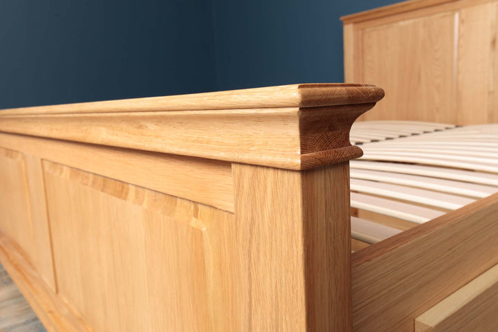 Westcott Solid Natural Oak Storage Bed Frame - 5ft King Size - B GRADE - The Oak Bed Store
