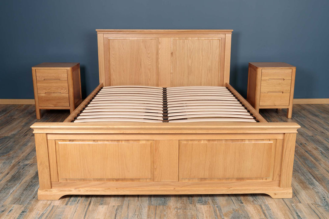 Westcott Solid Natural Oak Storage Bed Frame - 5ft King Size - B GRADE - The Oak Bed Store