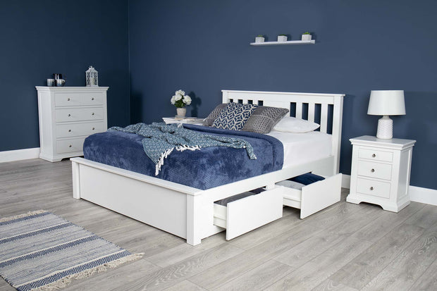 Wimbledon Soft White Solid Wood Storage Bed - 6ft Super King - B GRADE - The Oak Bed Store