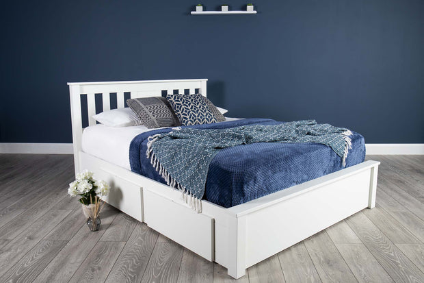 Wimbledon Soft White Solid Wood Storage Bed - 6ft Super King - B GRADE - The Oak Bed Store