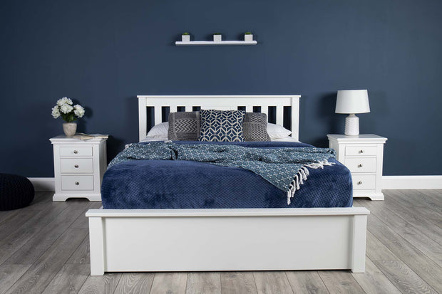 Wimbledon Soft White Solid Wood Storage Bed Frame - 5ft King Size - The Oak Bed Store