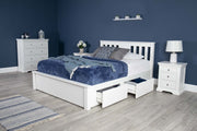 Wimbledon Soft White Solid Wood Storage Bed Frame - 5ft King Size - The Oak Bed Store