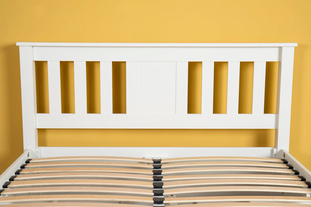 Wimbledon Soft White Solid Wood Storage Bed Frame - 5ft King Size - The Oak Bed Store