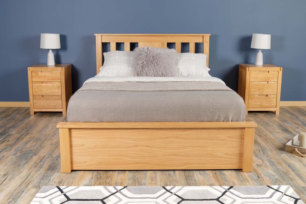 Wimbledon Solid Natural Oak Storage Bed - 4ft6 Double - The Oak Bed Store