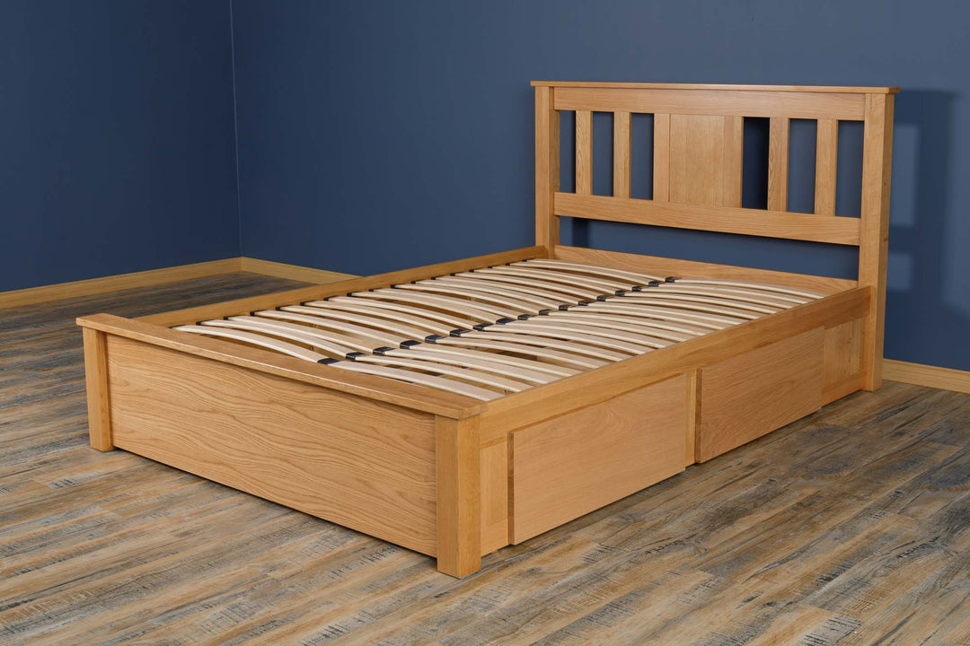 Wimbledon Solid Natural Oak Storage Bed - 4ft6 Double - The Oak Bed Store