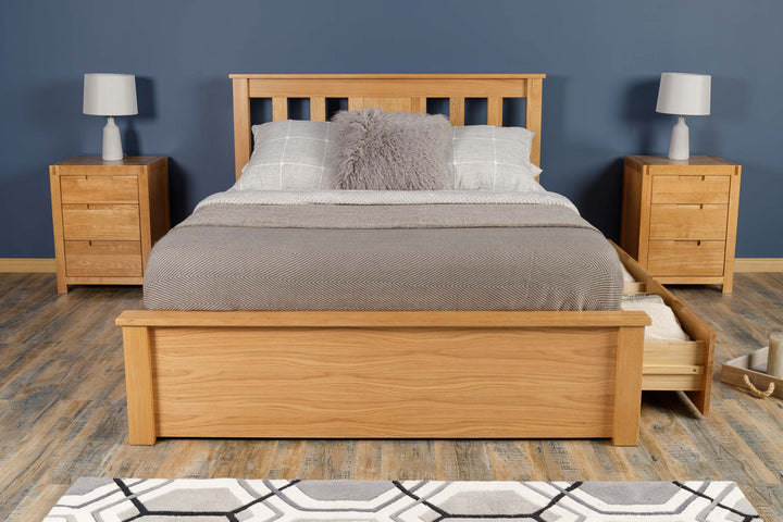 Wimbledon Solid Natural Oak Storage Bed Frame - 5ft King Size - B GRADE - The Oak Bed Store