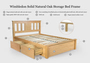 Wimbledon Solid Natural Oak Storage Bed Frame - 6ft Super King - The Oak Bed Store